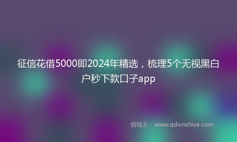 征信花借5000即2024年精选，梳理5个无视黑白户秒下款口子app