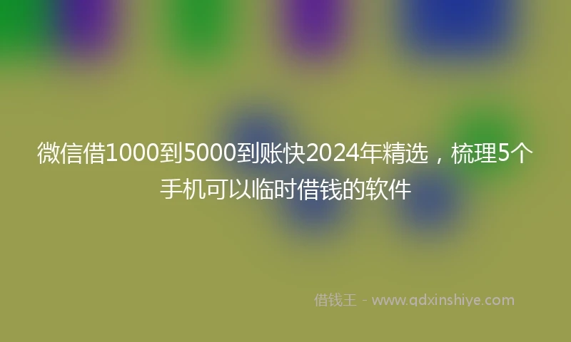 微信借1000到5000到账快2024年精选，梳理5个手机可以临时借钱的软件