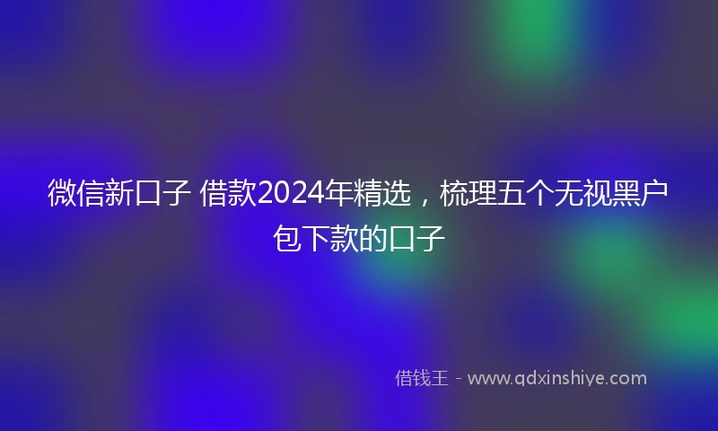 微信新口子 借款2024年精选，梳理五个无视黑户包下款的口子