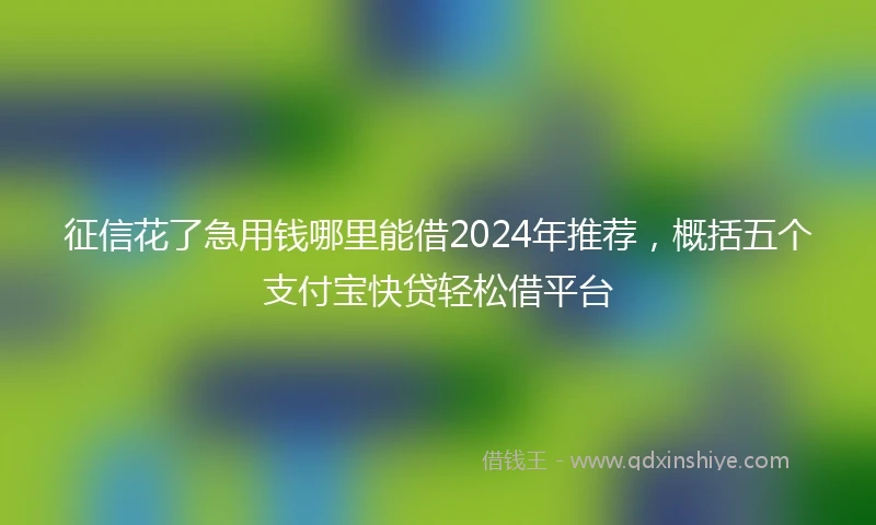 征信花了急用钱哪里能借2024年推荐，概括五个支付宝快贷轻松借平台