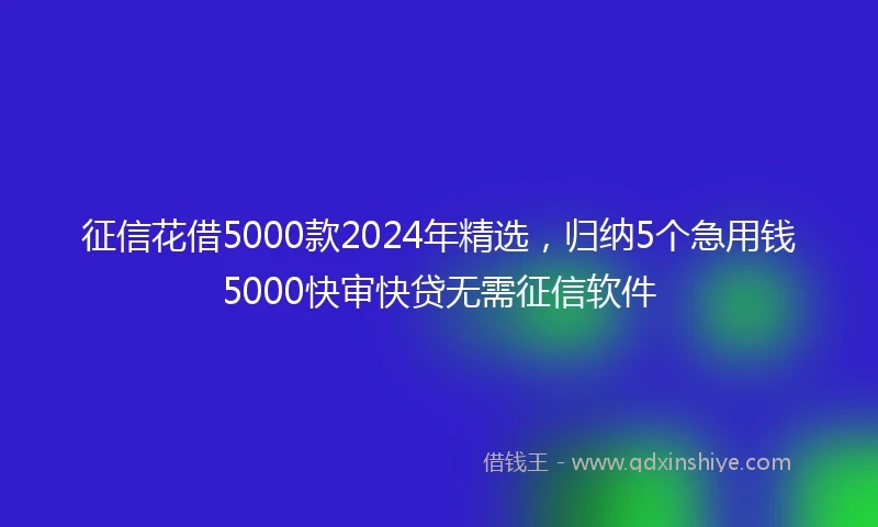 征信花借5000款2024年精选，归纳5个急用钱5000快审快贷无需征信软件