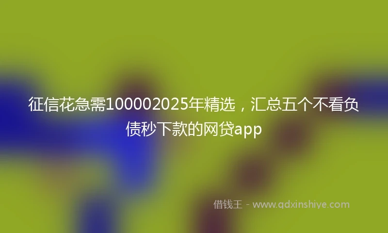 征信花急需100002025年精选,汇总五个不看负债秒下款的网贷app