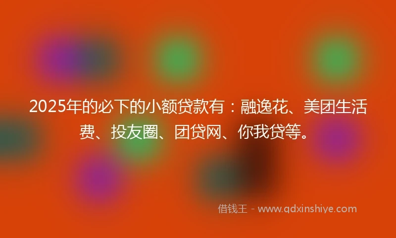 2025年的必下的小额贷款有:融逸花、美团生活费、投友圈、团贷网、你我贷等。