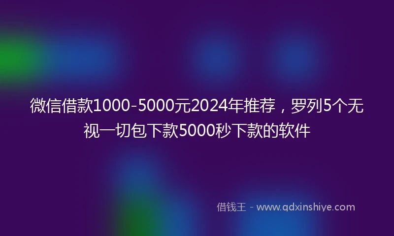 微信借款1000-5000元2024年推荐，罗列5个无视一切包下款5000秒下款的软件