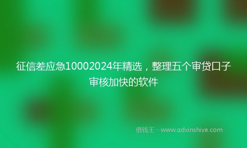 征信差应急10002024年精选，整理五个审贷口子审核加快的软件