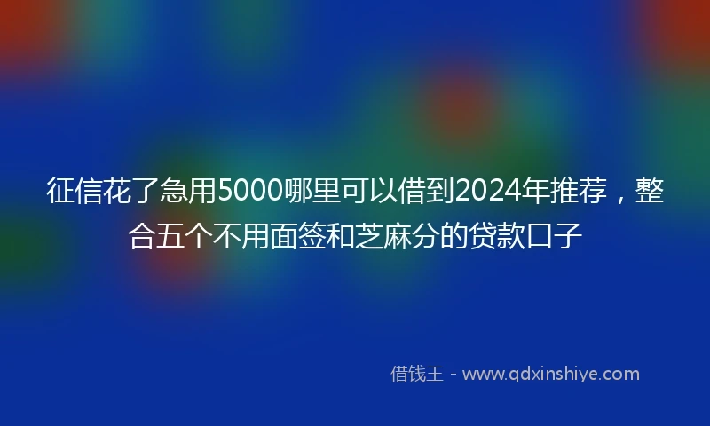 征信花了急用5000哪里可以借到2024年推荐，整合五个不用面签和芝麻分的贷款口子