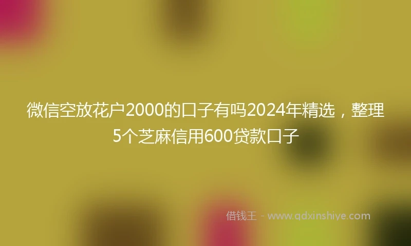 微信空放花户2000的口子有吗2024年精选，整理5个芝麻信用600贷款口子