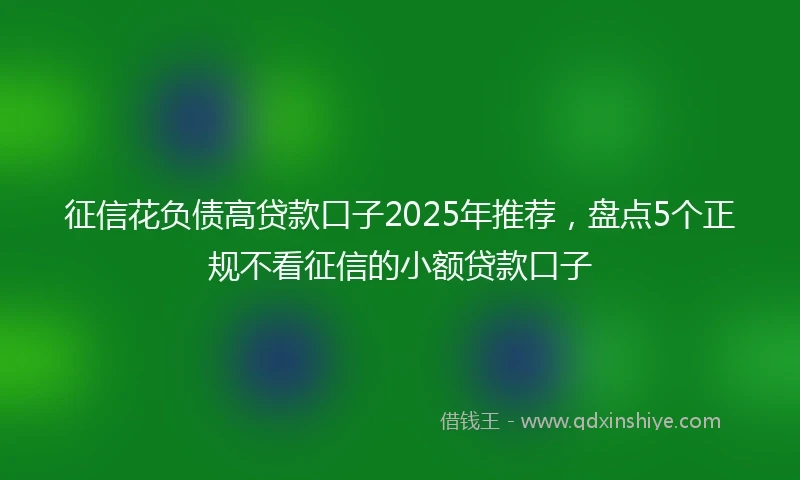 征信花负债高贷款口子2025年推荐，盘点5个正规不看征信的小额贷款口子
