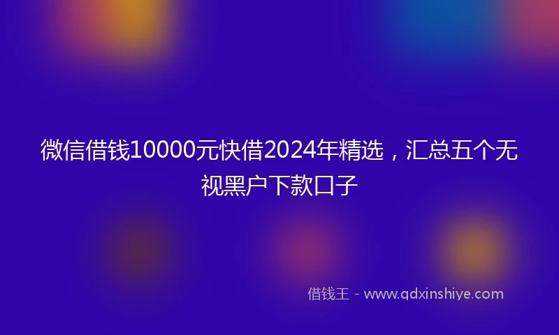 微信借钱10000元快借2024年精选，汇总五个无视黑户下款口子