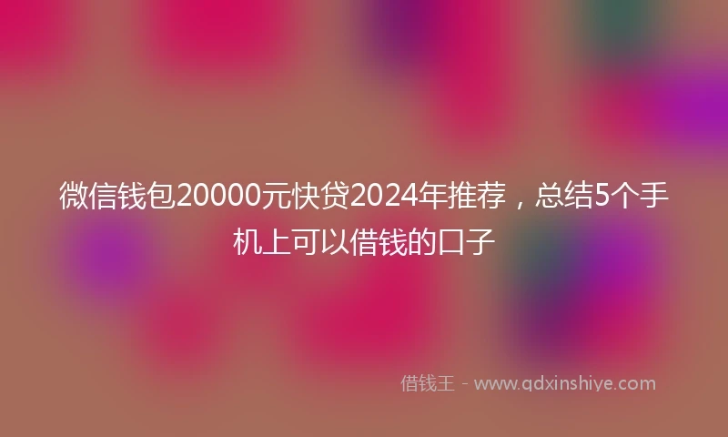 微信钱包20000元快贷2024年推荐，总结5个手机上可以借钱的口子