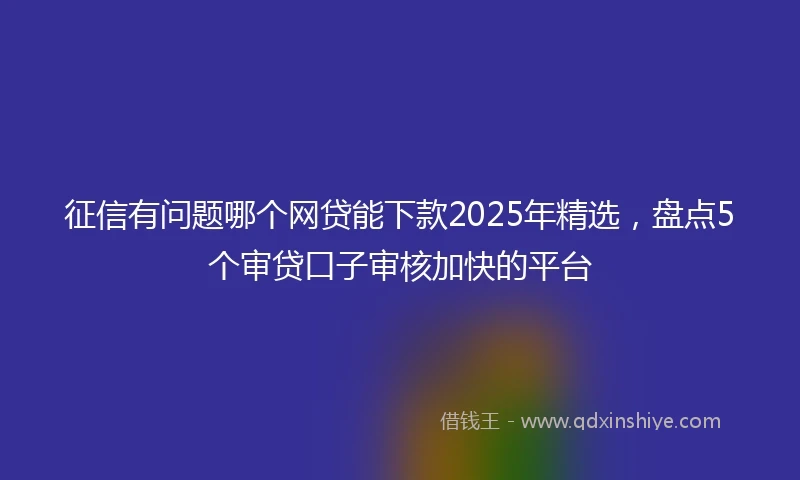 征信有问题哪个网贷能下款2025年精选，盘点5个审贷口子审核加快的平台