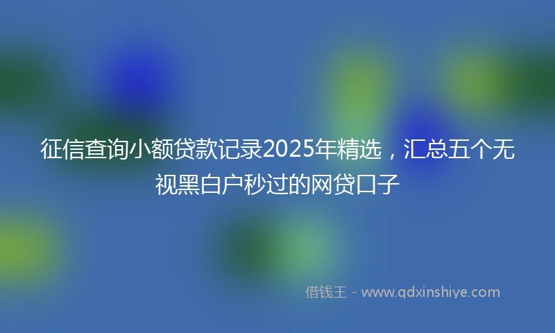征信查询小额贷款记录2025年精选，汇总五个无视黑白户秒过的网贷口子