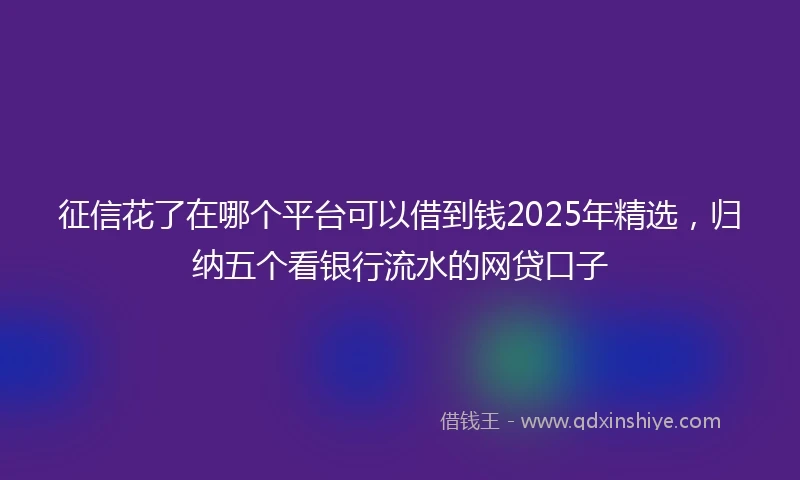 征信花了在哪个平台可以借到钱2025年精选，归纳五个看银行流水的网贷口子