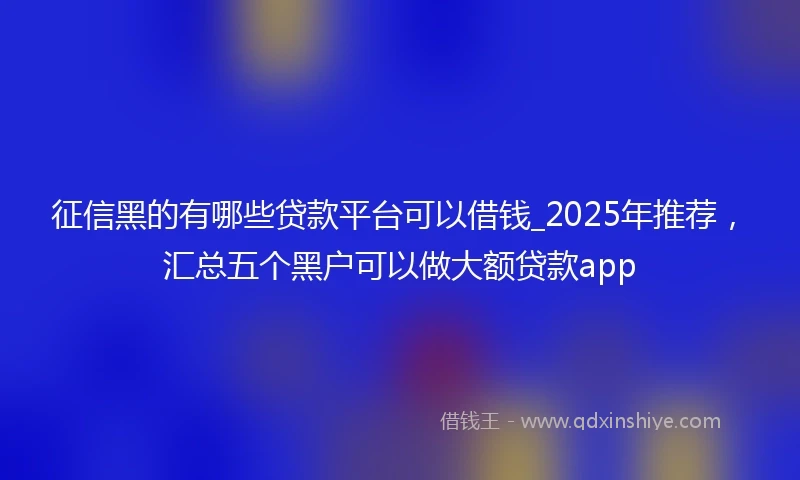 征信黑的有哪些贷款平台可以借钱_2025年推荐，汇总五个黑户可以做大额贷款app