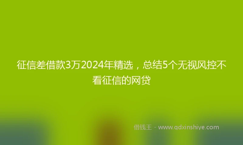 征信差借款3万2024年精选，总结5个无视风控不看征信的网贷