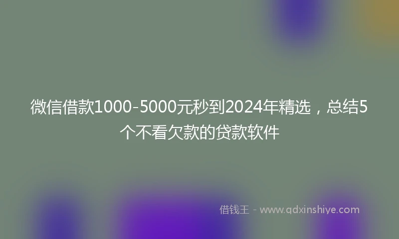 微信借款1000-5000元秒到2024年精选，总结5个不看欠款的贷款软件