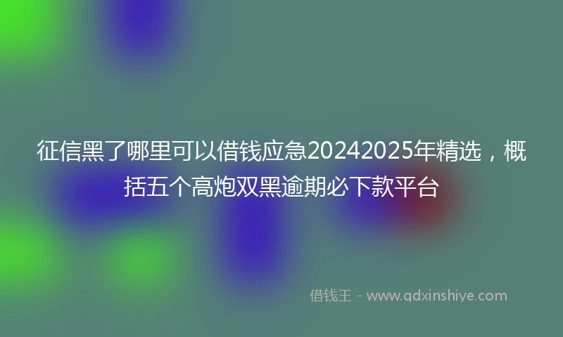 征信黑了哪里可以借钱应急20242025年精选，概括五个高炮双黑逾期必下款平台