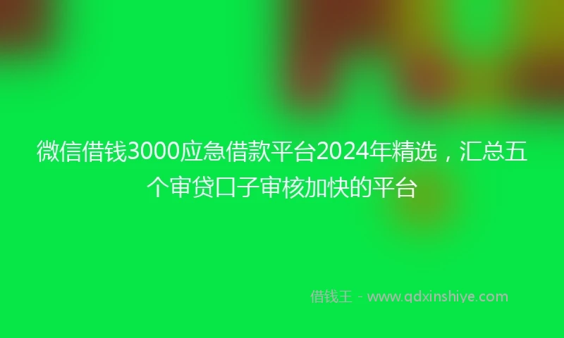 微信借钱3000应急借款平台2024年精选，汇总五个审贷口子审核加快的平台