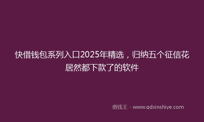 快借钱包系列入口2025年精选，归纳五个征信花居然都下款了的软件