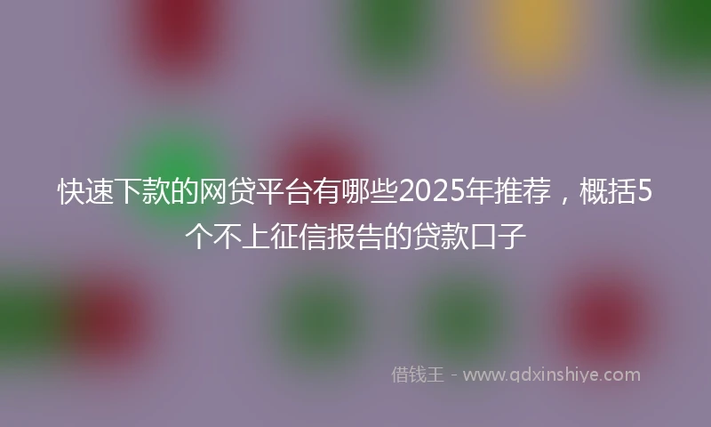 快速下款的网贷平台有哪些2025年推荐，概括5个不上征信报告的贷款口子