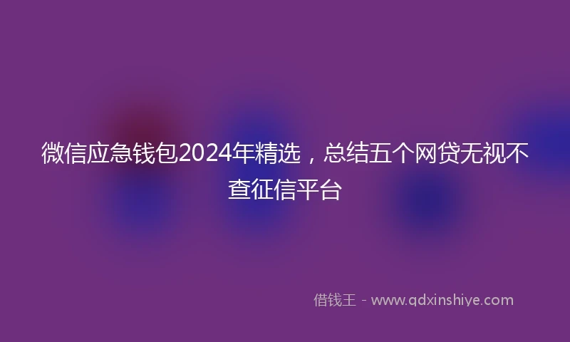 微信应急钱包2024年精选,总结五个网贷无视不查征信平台