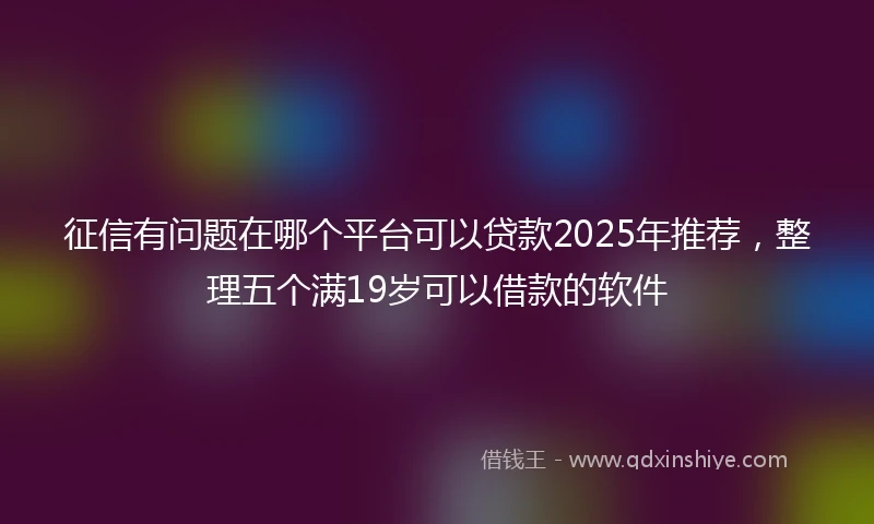 征信有问题在哪个平台可以贷款2025年推荐，整理五个满19岁可以借款的软件