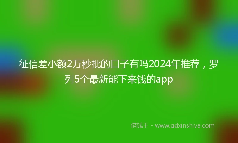 征信差小额2万秒批的口子有吗2024年推荐，罗列5个最新能下来钱的app