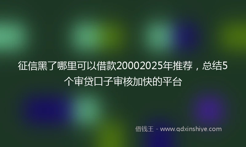征信黑了哪里可以借款20002025年推荐，总结5个审贷口子审核加快的平台