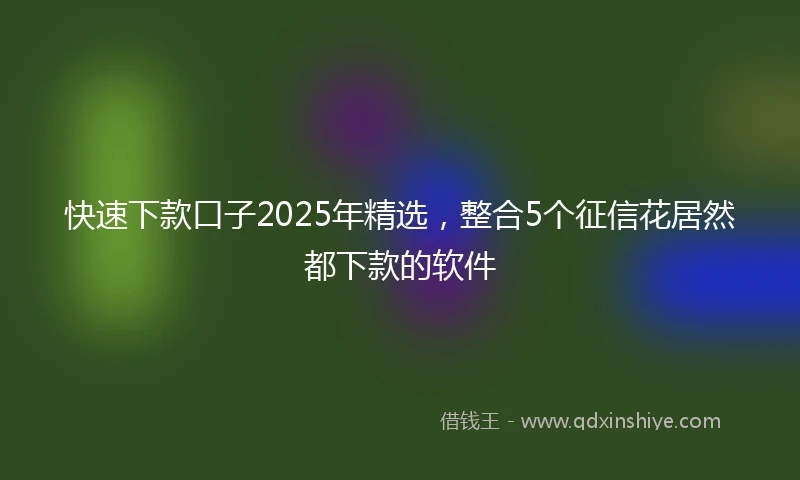 快速下款口子2025年精选,整合5个征信花居然都下款的软件