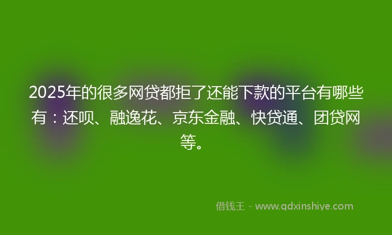 2025年的很多网贷都拒了还能下款的平台有哪些有：还呗、融逸花、京东金融、快贷通、团贷网等。