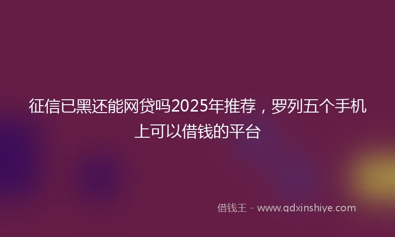 征信已黑还能网贷吗2025年推荐，罗列五个手机上可以借钱的平台