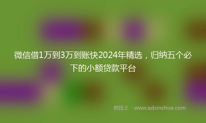 微信借1万到3万到账快2024年精选，归纳五个必下的小额贷款平台