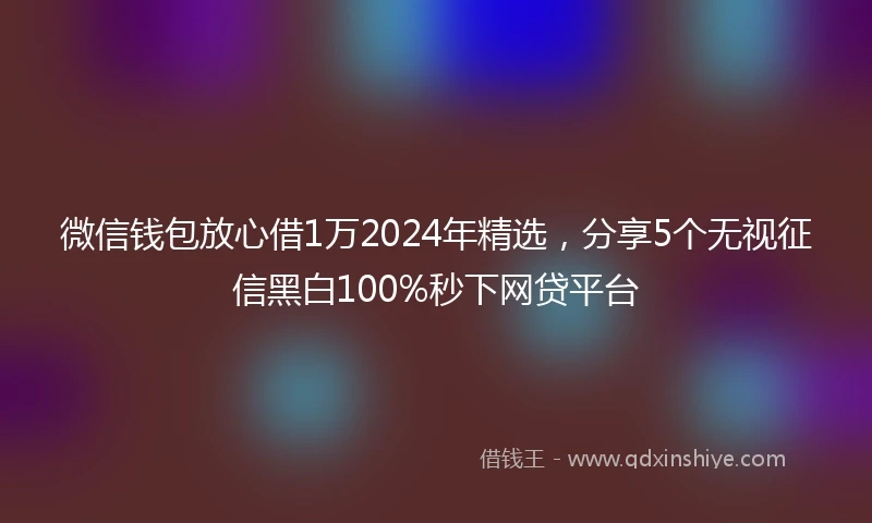 微信钱包放心借1万2024年精选,分享5个无视征信黑白100%秒下网贷平台