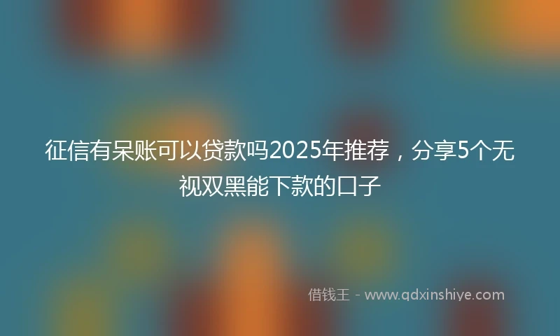 征信有呆账可以贷款吗2025年推荐，分享5个无视双黑能下款的口子