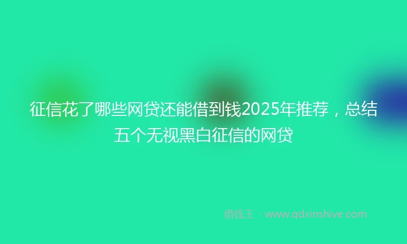 征信花了哪些网贷还能借到钱2025年推荐，总结五个无视黑白征信的网贷