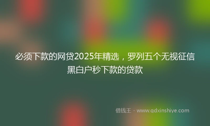 必须下款的网贷2025年精选，罗列五个无视征信黑白户秒下款的贷款