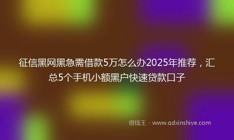 征信黑网黑急需借款5万怎么办2025年推荐，汇总5个手机小额黑户快速贷款口子