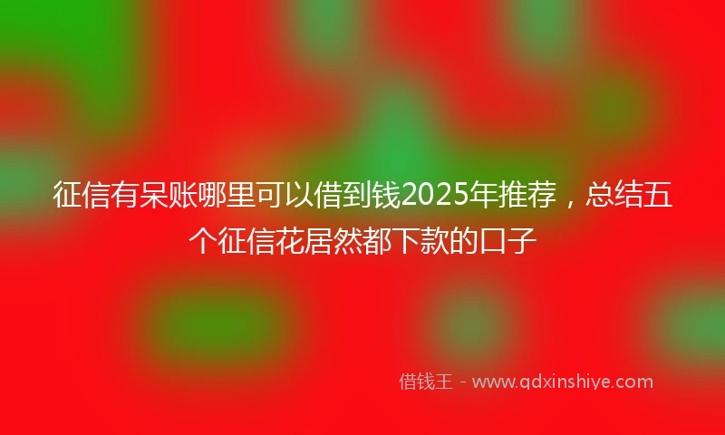征信有呆账哪里可以借到钱2025年推荐，总结五个征信花居然都下款的口子