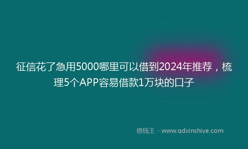 征信花了急用5000哪里可以借到2024年推荐，梳理5个APP容易借款1万块的口子