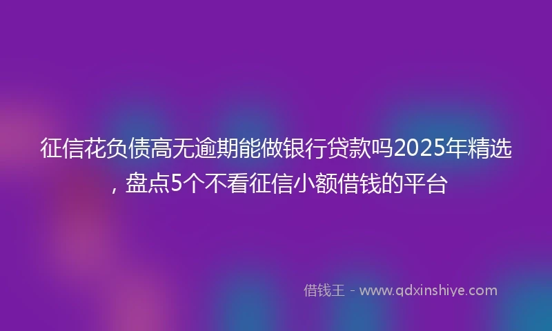 征信花负债高无逾期能做银行贷款吗2025年精选，盘点5个不看征信小额借钱的平台