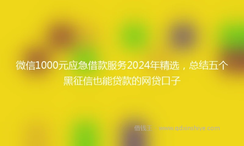 微信1000元应急借款服务2024年精选,总结五个黑征信也能贷款的网贷口子