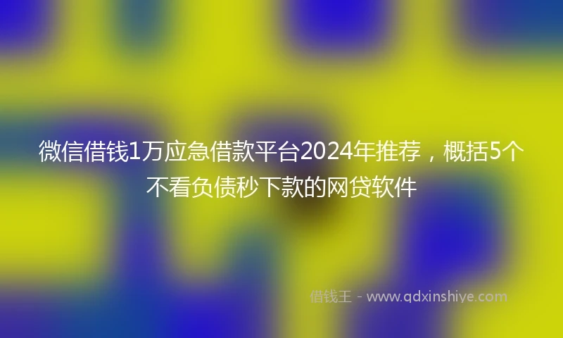 微信借钱1万应急借款平台2024年推荐，概括5个不看负债秒下款的网贷软件