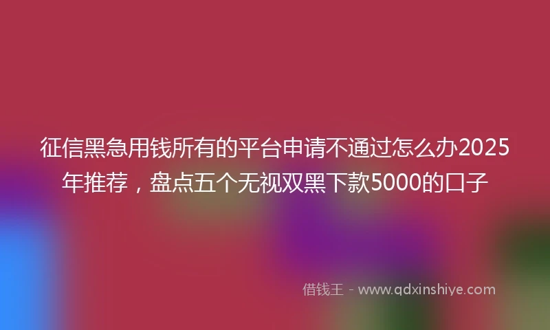 征信黑急用钱所有的平台申请不通过怎么办2025年推荐,盘点五个无视双黑下款5000的口子