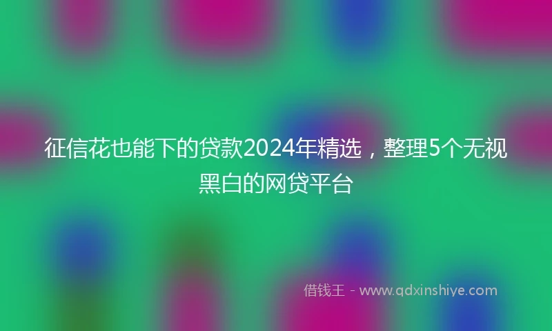 征信花也能下的贷款2024年精选，整理5个无视黑白的网贷平台