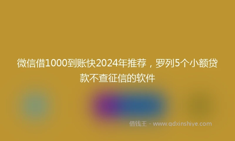 微信借1000到账快2024年推荐，罗列5个小额贷款不查征信的软件