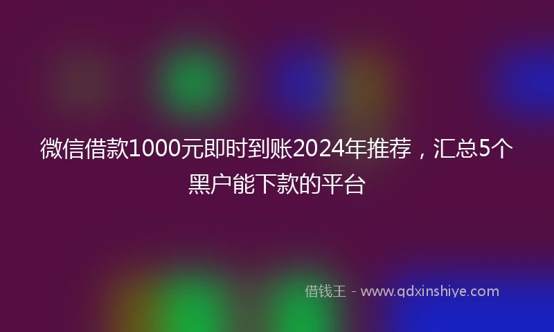 微信借款1000元即时到账2024年推荐，汇总5个黑户能下款的平台
