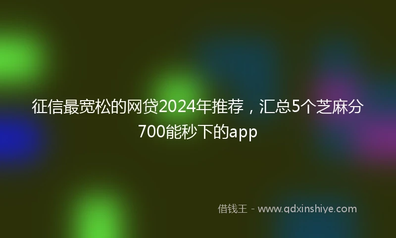 征信最宽松的网贷2024年推荐，汇总5个芝麻分700能秒下的app