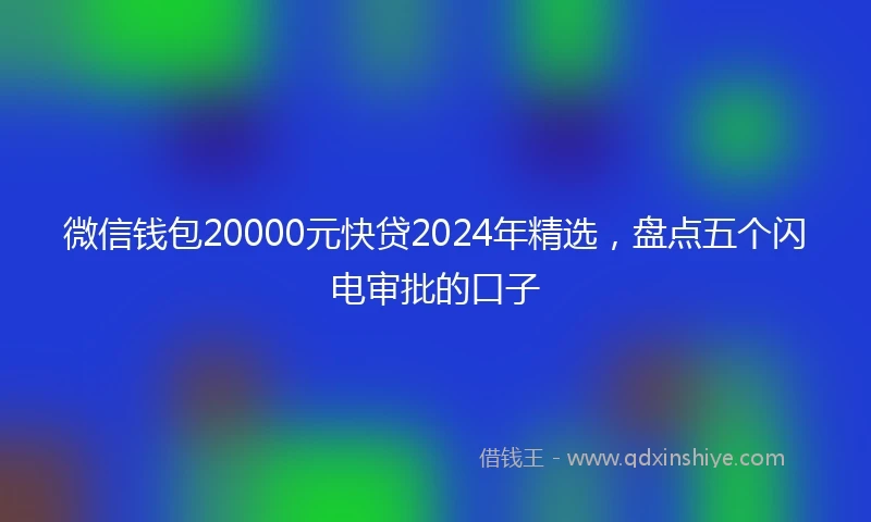 微信钱包20000元快贷2024年精选,盘点五个闪电审批的口子