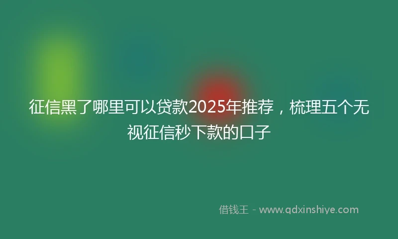 征信黑了哪里可以贷款2025年推荐，梳理五个无视征信秒下款的口子