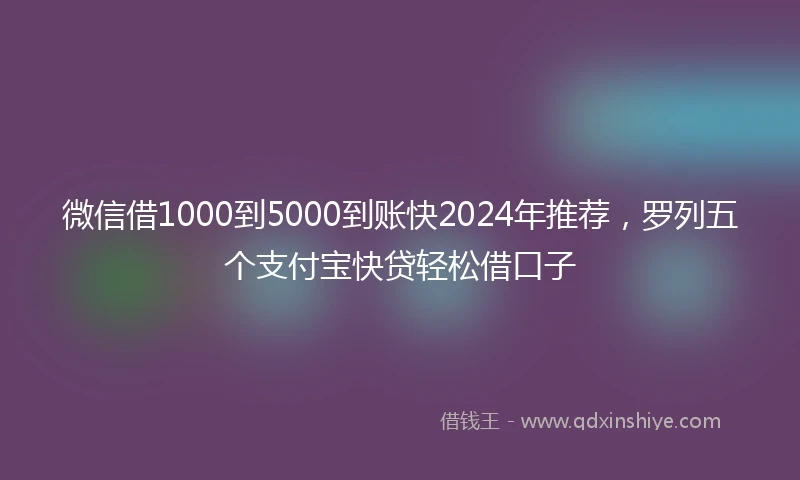 微信借1000到5000到账快2024年推荐，罗列五个支付宝快贷轻松借口子